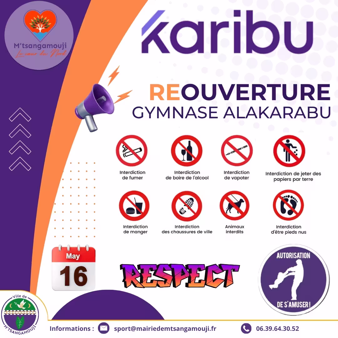 Réouverture du gymnase Alakarabu à M'tsangamouji : un nouvel élan pour le sport