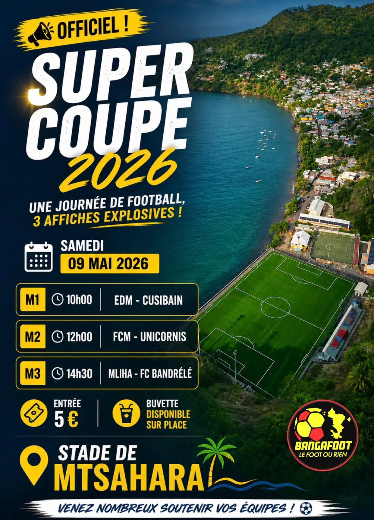 Affiche de Super Coupe 2026 ACSJ M'liha vs FC Bandrélé